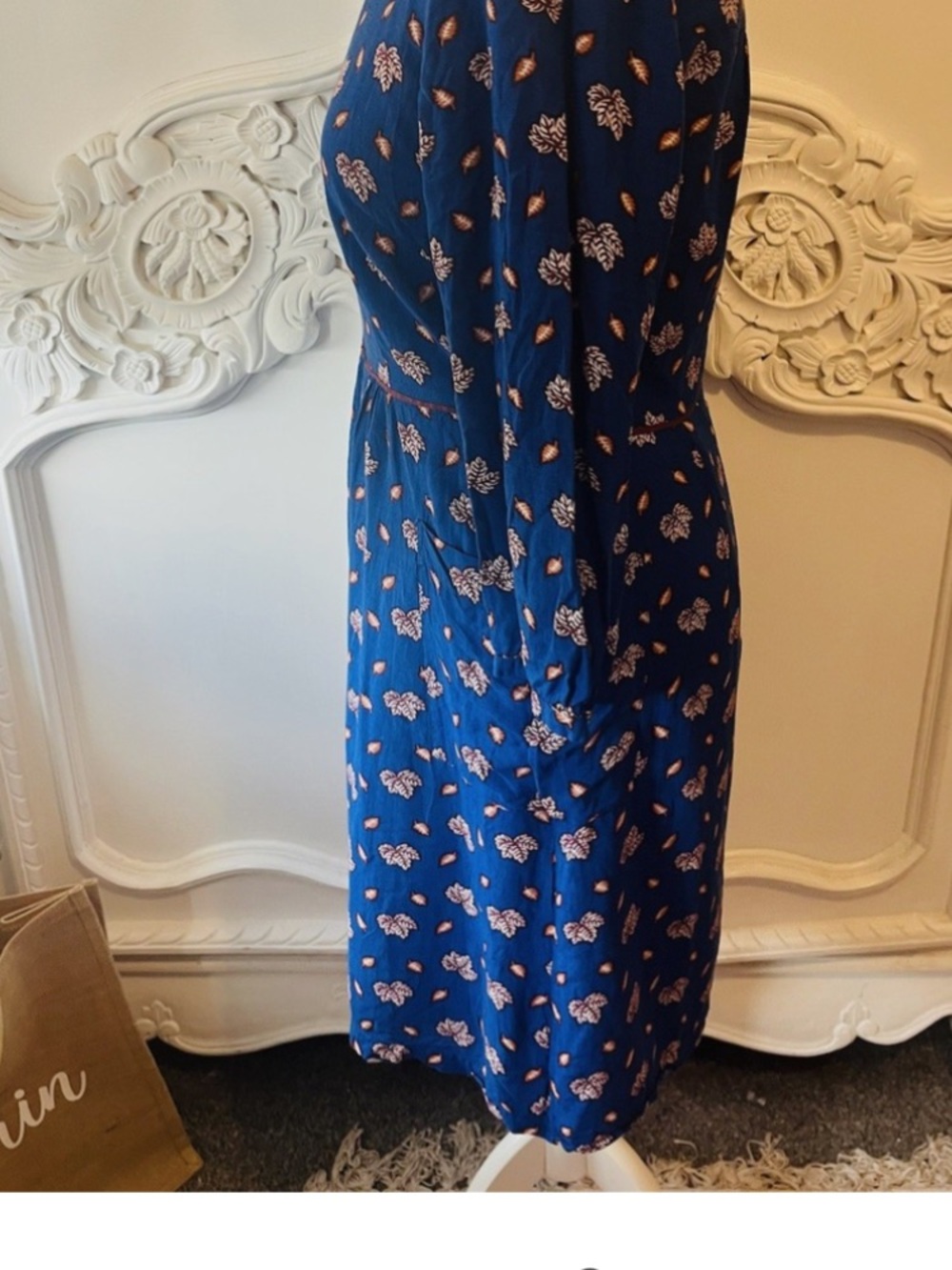 Boden Autumn Leaves Long Sleeve Knee length Fall Dress 16L - Picture 9 of 10